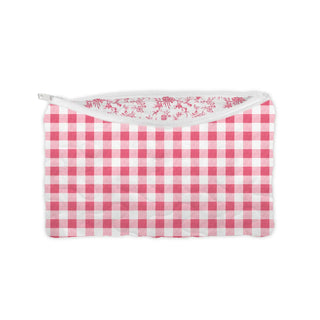 Ida Mae Home Cosmetic Bag Anthia Gingham Fuchsia Quilted Makeup Bag