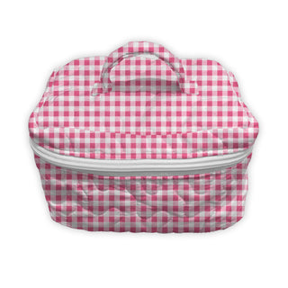 Ida Mae Home Cosmetic Bag Anthia Gingham Fuchsia Quilted Travel Case