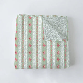 Ida Mae Home Blankets Bella Stripe Sage Quilt