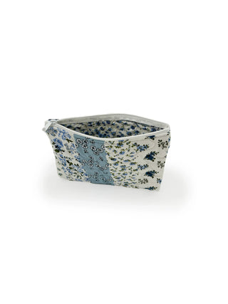 Ida Mae Home Cosmetic Bag Paige Patchwork Blue Quilted Makeup Bag