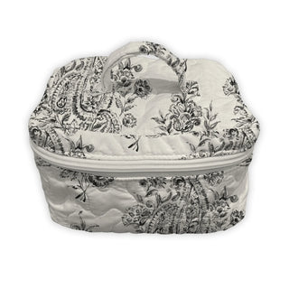Ida Mae Home Cosmetic Bag Saddle Paisley Black Quilted Travel Case