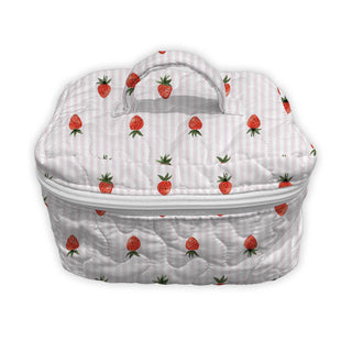 Ida Mae Home Cosmetic Bag Strawberry Crush Quilted Travel Case