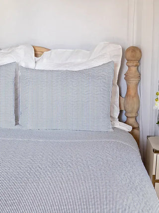 Ida Mae Home Blankets Ticking Stripe Navy Standard Sham