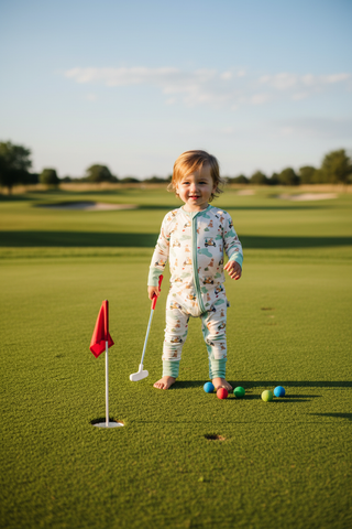 Barks & Birdies Zippie at golf course or putting green