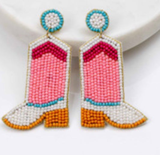 Beaded Cowgirl Boots Earrings