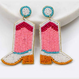Beaded Cowgirl Boots Earrings