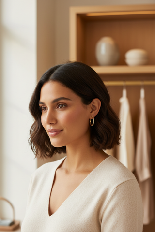 Meridian Eclipse Small Gold Hoop Earrings lifestyle photo