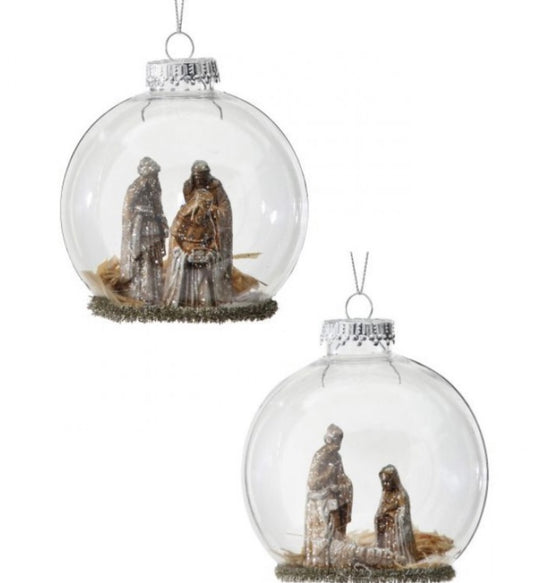 Plastic Nativity Dome Ornament