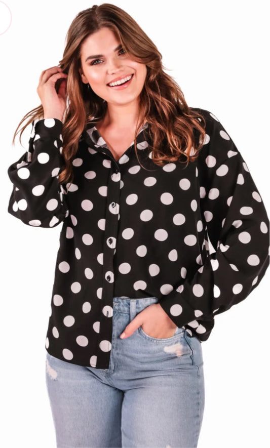 Darling Dots Button Up Top