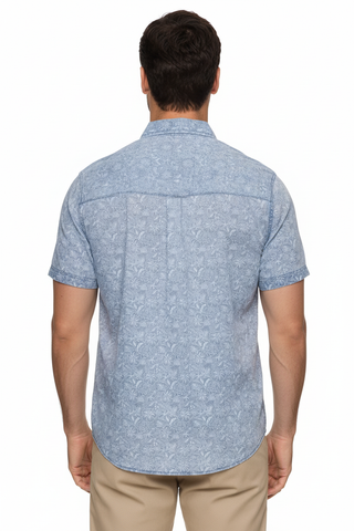Dorset Floral Vintage Soft Shirt back view showing back details on man