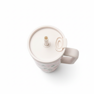 Top view of 40oz Rifle Paper Pink Hydrangea Cruiser showing lid