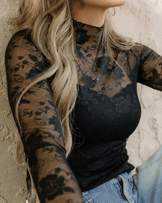 Indie & Co. | Women's Apparel Women's Tops Black Floral Lace Top