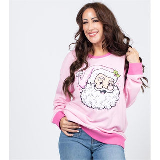 Jane Marie Women's Tops Jolly Pink Santa Sweatshirt