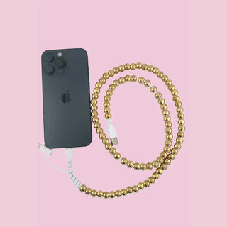 JILLIAN INK LLC Electronics Gold Beaded Phone Charger with Dual Cables