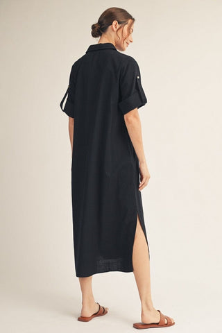 Jodifli Women's Dresses Black Woven Midi Dress