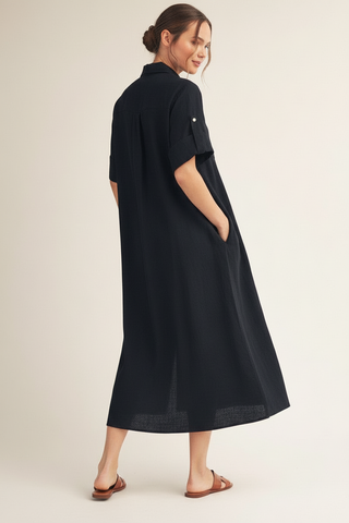 Black Woven Midi Dress