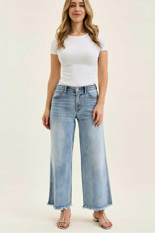 Judy Blue Women's Bottoms Judy Blue Mid Rise Wide Leg Ankle Jeans