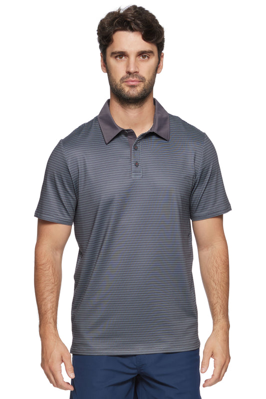 gray stripe short sleeve men's top