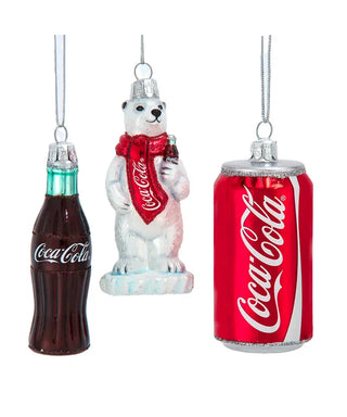 Kurt Adler Christmas Ornaments Coca Cola Glass Mini Ornament Set