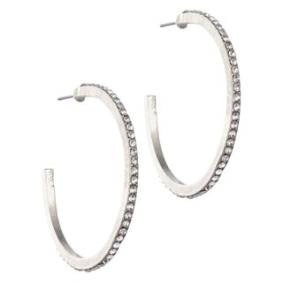 Laura Janelle Women’s Earrings Silver Large Crystal Hoop Earrings