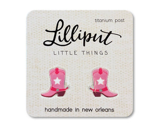 Lilliput Little Things Women's Earrings Pink Cowgirl Boot Earrings