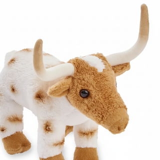 Close-up detail of Larry the Texas Longhorn soft fabric and horns