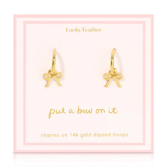 Lucky Feather Women’s Earrings Beautiful Bow Hoops Earrings