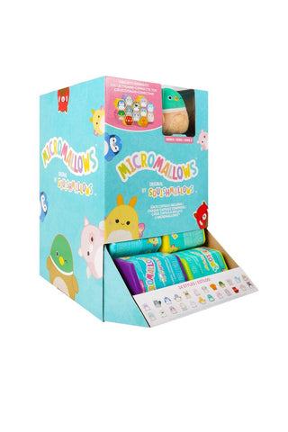 Squishmallows Micromallows display box showing collectible mini plush characters in packaging