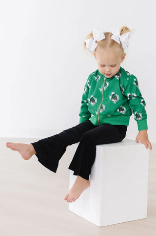 Mila & Rose Kid's Bottoms Black Ribbed Velvet Bell Pants