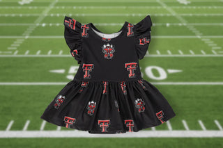 Mila & Rose Children’s Bodysuits Texas Tech Black Raider Red Flutter Twirl Bodysuit