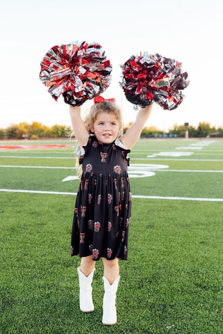 Mila & Rose Children’s Bodysuits Texas Tech Black Raider Red Flutter Twirl Dress