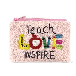 Teach Love Inspire Beaded Coin Purse