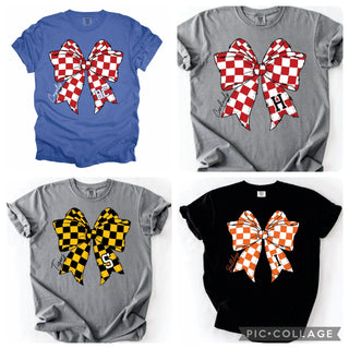 P & PD Unisex Tees Mascot Bow on Comfort Colors Tee