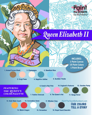 Paint the Town by Numbers Arts & Crafts Queen Elizabeth II Paint by Number Kit 8”x10”
