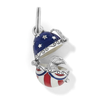 Brighton Patriot Egg Charm featuring American flag colors with eagle design and silver finish