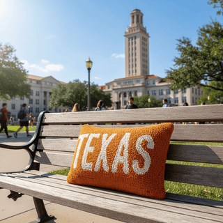 Peking Handicraft Blankets Texas Orange White Hook Pillow