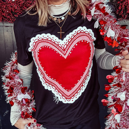 Prickly Pear Women's Tops Big Lace Heart Tee