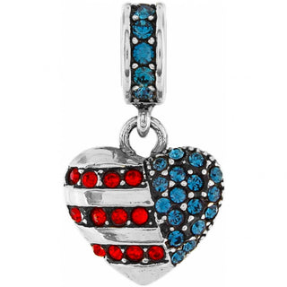 Brighton Of The Heartland heart-shaped charm with red white and blue rhinestones