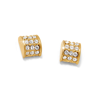 Brighton Meridian gold-tone cylinder stud earrings with pavé crystal embellishment