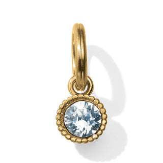 Brighton Glitz Birthstone Amulet gold charm with clear crystal stone in beaded setting