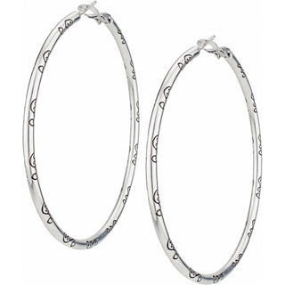 Brighton Grande Hoop Charm Earrings in silver with decorative pattern detailing