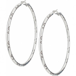 Brighton Grande Hoop Charm Earrings in silver with decorative pattern detail