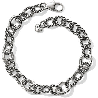 Brighton Sedona Link silver charm bracelet with twisted rope chain and lobster clasp