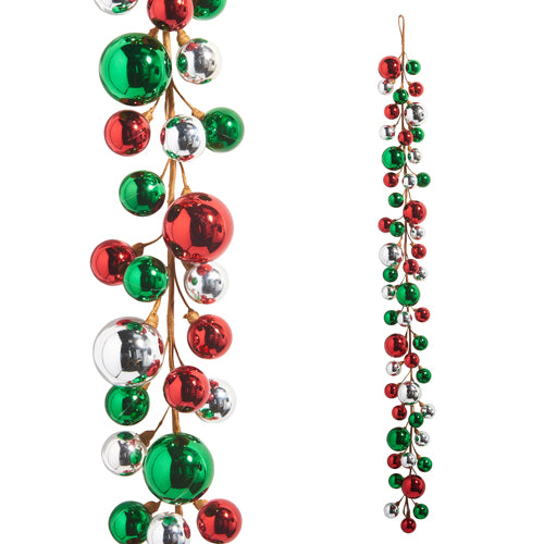 Red Silver and Green Ball Garland