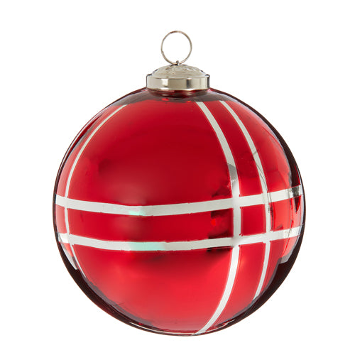 Red Plaid Ball Ornament
