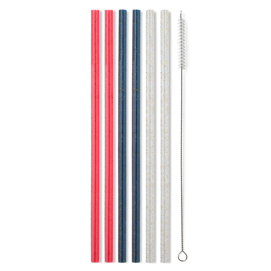 Red, White, Blue Reusable Straw Set
