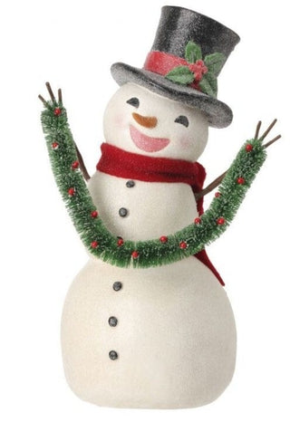 Regency Christmas Decor Happy Snowman with Garland