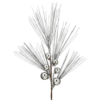 Regency Christmas Picks Silver Pine with Balls Spray