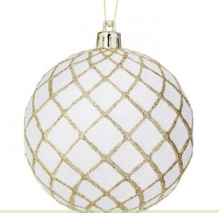 Regency Christmas Ornaments White & Gold Ball Ornament
