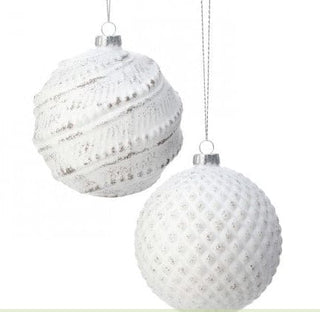 Regency Christmas Ornaments Whitewashed Ball Ornament